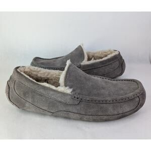 UGG ASCOT SLIPPERS Gray Suede Men's Size 11 EUC